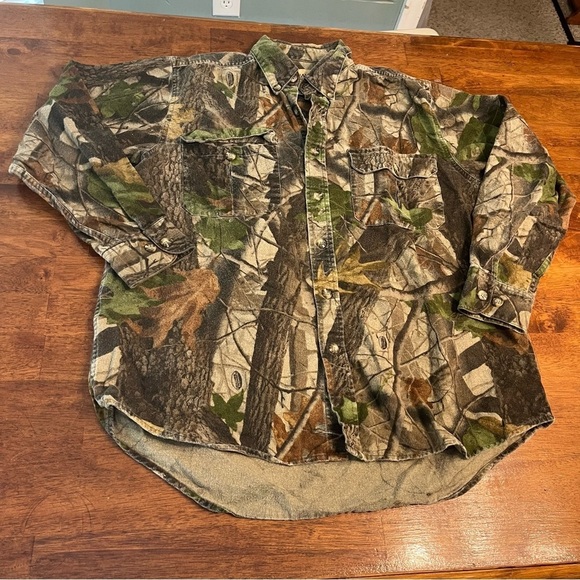 Wells Creek 100% cotton men’s flannel camo button down shirt size large - Picture 1 of 5